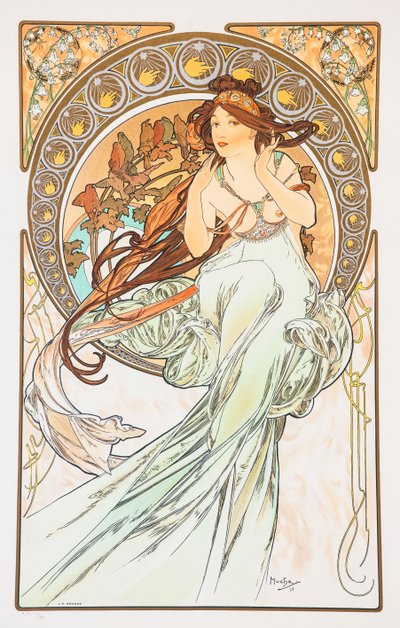 La Música de la serie Las Artes, 1898 de Alphonse Mucha