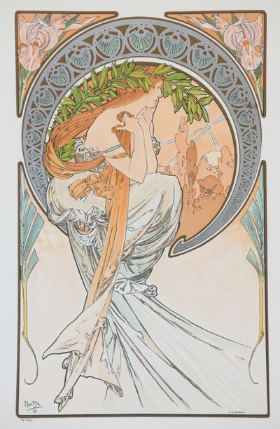 La Poesía de la serie Las Artes, 1898 de Alphonse Mucha