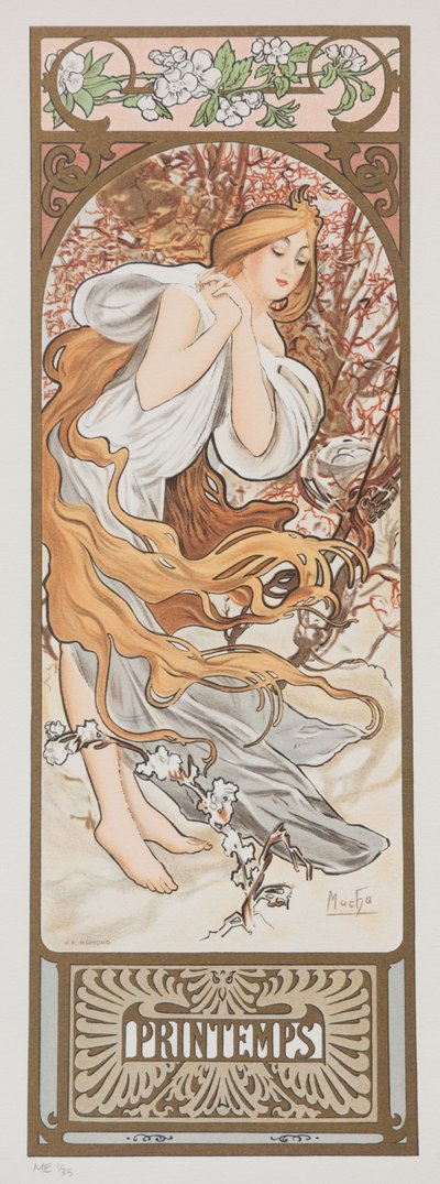 Las Estaciones. Primavera, 1897 de Alphonse Mucha