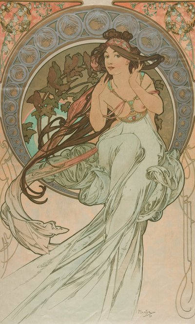 Música de Las Artes, 1898 de Alphonse Mucha