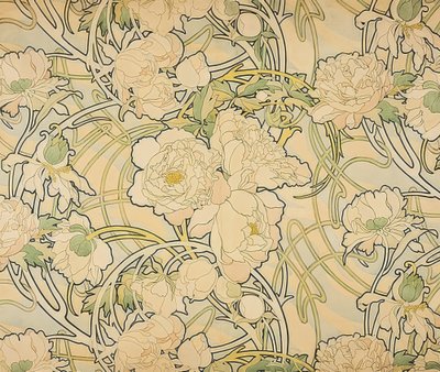 Peonías de Alphonse Mucha