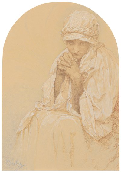 Retrato de Jaroslava, la hija del artista, c. 1924 de Alphonse Mucha