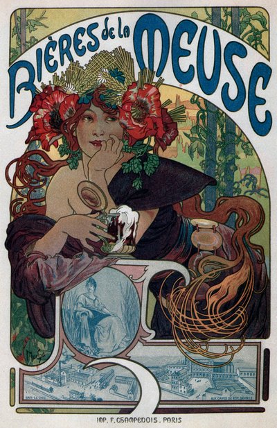 Póster para las Bieres de la Meuse, 1897 de Alphonse Mucha