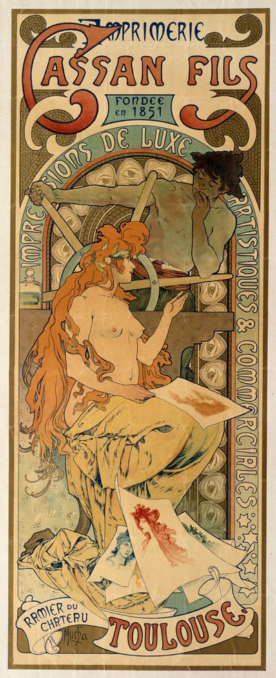 Póster para la imprenta Cassan Fils de Toulouse, 1897 de Alphonse Mucha
