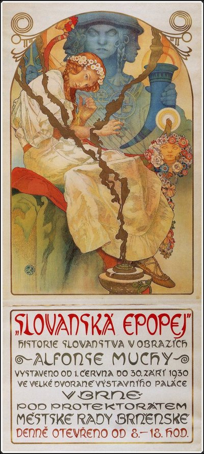 Póster para la exposición La Epopeya Eslava, 1928 de Alphonse Mucha