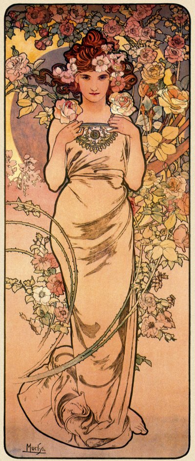 Rosa, de la serie Las Cuatro Flores, 1897 de Alphonse Mucha