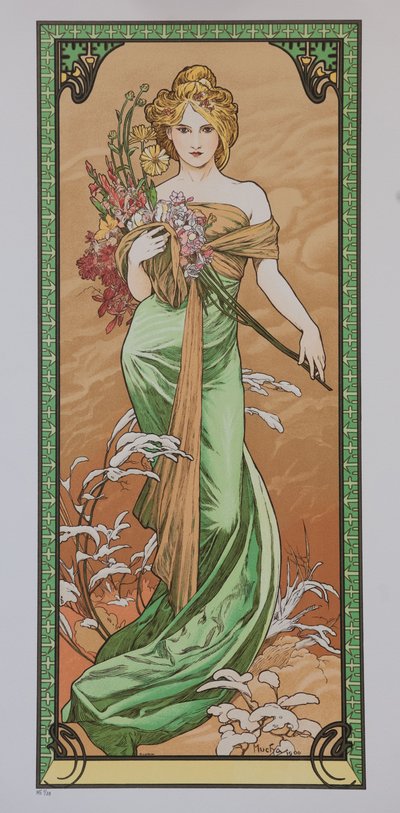 Primavera de la serie Les Saisons de Alphonse Mucha