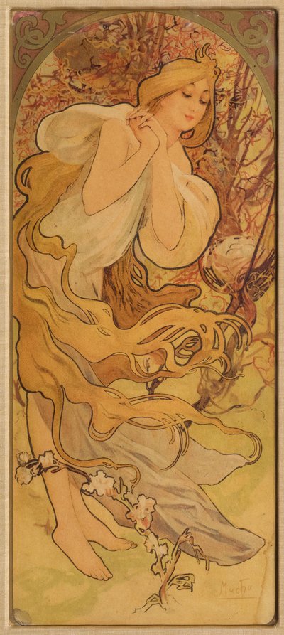 Primavera de la serie Les Saisons de Alphonse Mucha
