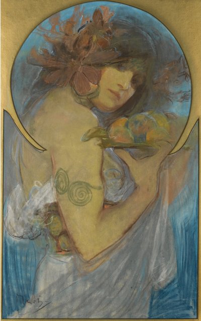 Estudio para un cartel de frutas de Alphonse Mucha