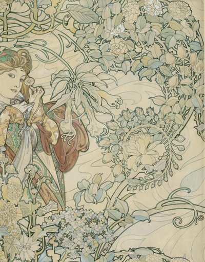 Diseño textil de Alphonse Mucha