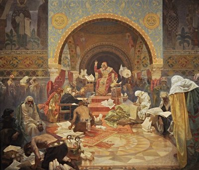 El Zar Búlgaro Simeón El ciclo La Epopeya Eslava de Alphonse Mucha