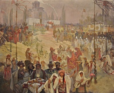 La Coronación del Zar Serbio Stefan Dusan como Emperador Romano de Oriente El ciclo La epopeya eslava de Alphonse Mucha