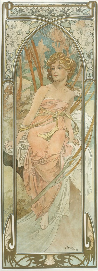 Las Horas del Día: Despertar de la Mañana de Alphonse Mucha