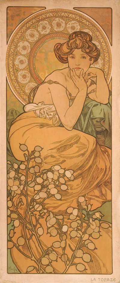 Topacio De la serie Las gemas de Alphonse Mucha