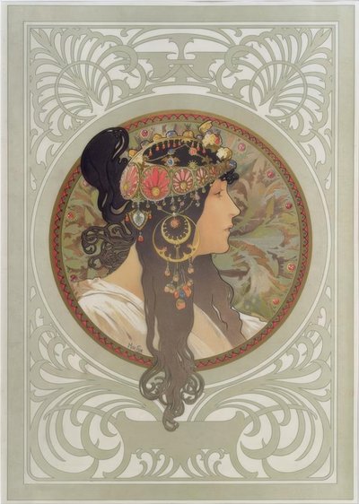 Cabeza bizantina: Morena de Alphonse Mucha