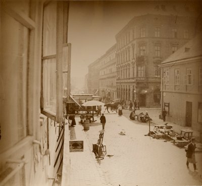 Vista desde la ventana del apartamento de Mucha, cerca de Amalienstrasse, Múnich, 1886 de Alphonse Mucha