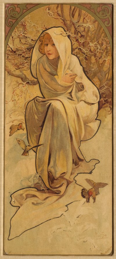 Invierno de la Serie Les Saisons, c. 1900 de Alphonse Mucha