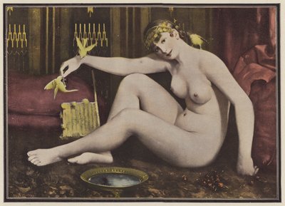Alimentar a los pájaros (litografía en color) de Alphonse Pellet