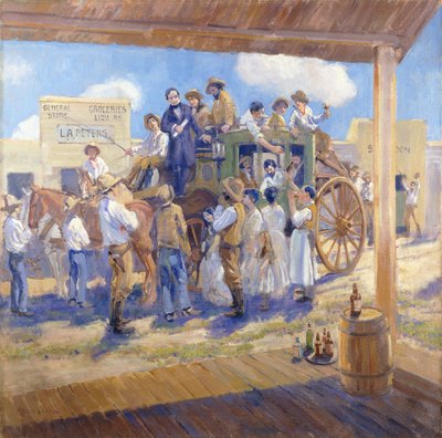 El Gobernador Burnett entregando la Carta de Estatus a San José, California, c.1925 (óleo sobre lienzo) de Alson Skinner Clark