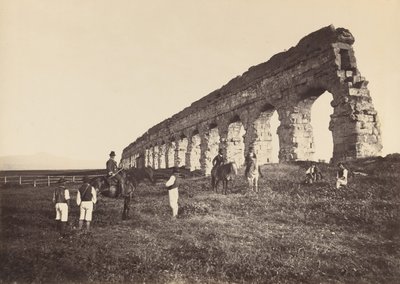 [Hombres a caballo junto al acueducto romano], 1860s de Altobelli and Molins.