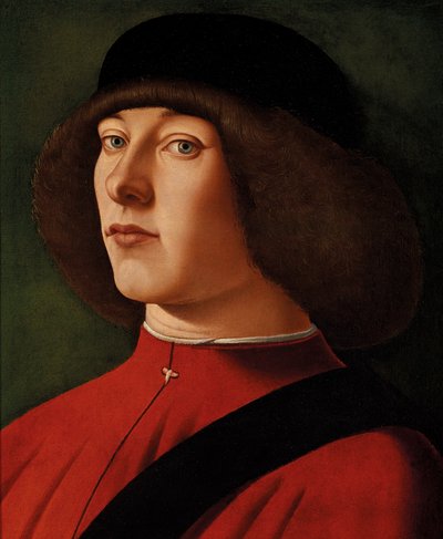 Retrato de hombre, largo de busto, con fondo verde de Alvise (and workshop) Vivarini