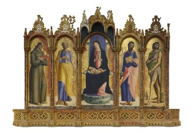 Virgen con el Niño en trono y los santos Francisco, Pedro de Alvise Vivarini