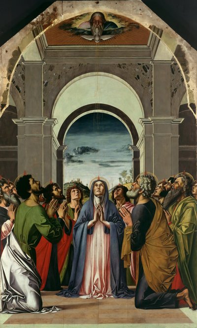 El descenso del Espíritu Santo. Panel central del Políptico de Pentecostés, ca 1475 de Alvise Vivarini