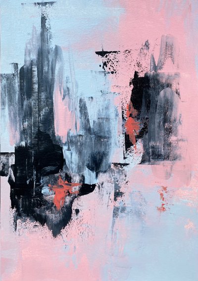 Trazos abstractos en azul rosado de Alyson Storms