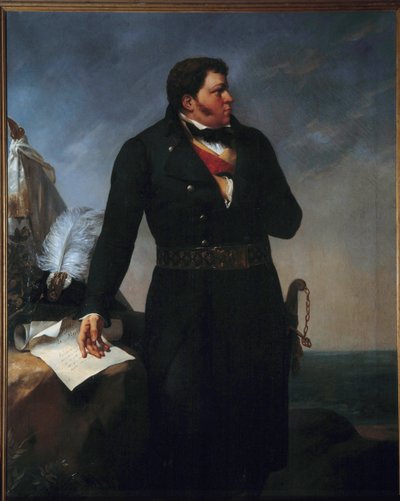 Retrato de cuerpo entero de Georges Cadoudal (1771-1804). Cadoudal fue un jefe chouan durante las Guerras de Vendée de 1793-94. de Amable Paul Coutan