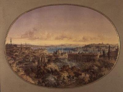 Vista de Constantinopla desde Galata hacia el Cuerno de Oro y el Bósforo de Amadeo Preziosi