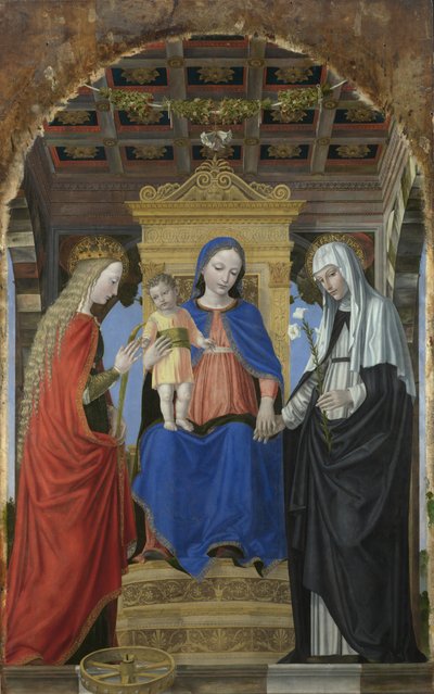 La Virgen y el Niño con Santa Catalina de Alejandría y Santa Catalina de Siena, c. 1490 de Ambrogio Bergognone