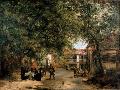 Vista de la posada Cazzuola fuera de la puerta de Vittoria, Milán de Ambrogio Fermini