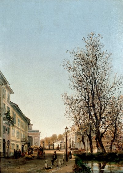 Vista del área de Porta Venezia, Milán (pintura, c.1850) de Ambrogio Fermini