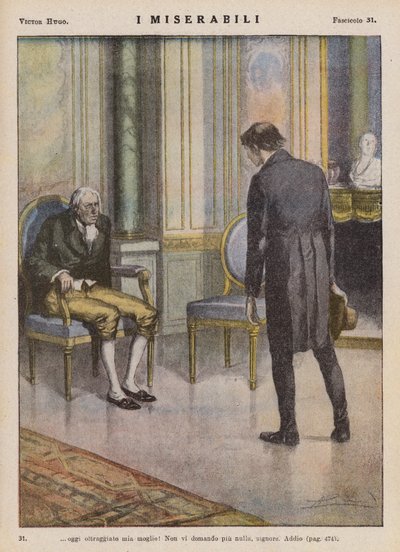 Ilustración para Los Miserables de Victor Hugo (litografía en color) de Ambrogio Lombardi