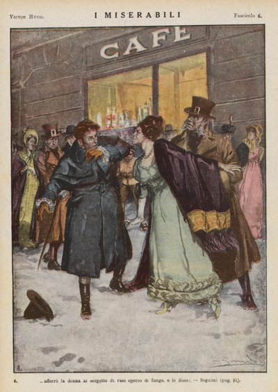 Ilustración para Los Miserables de Victor Hugo (litografía en color) de Ambrogio Lombardi