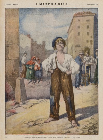 Ilustración para Los Miserables de Victor Hugo (litografía en color) de Ambrogio Lombardi