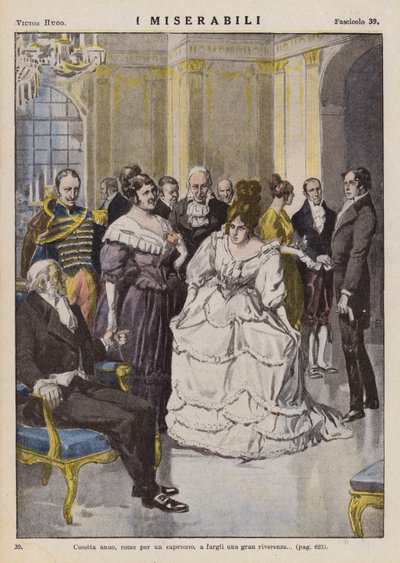 Ilustración para Los Miserables de Victor Hugo (litografía en color) de Ambrogio Lombardi
