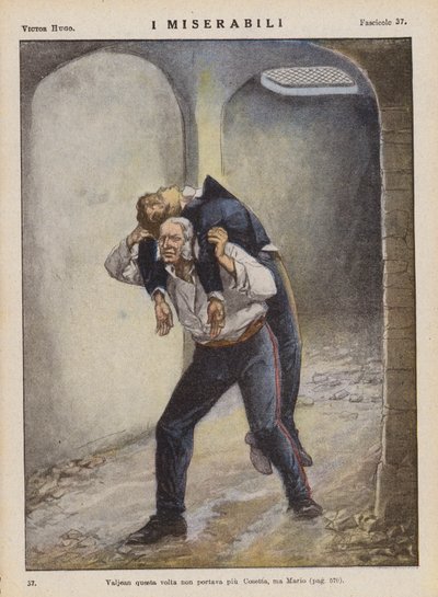 Ilustración para Los Miserables de Victor Hugo (litografía en color) de Ambrogio Lombardi