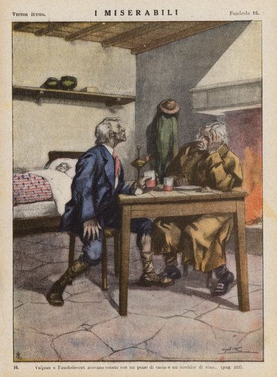 Ilustración para Los Miserables de Victor Hugo (litografía en color) de Ambrogio Lombardi