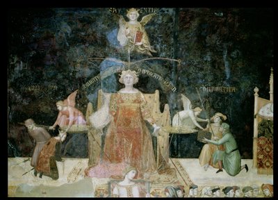 Alegoría del Buen Gobierno (detalle de la Justicia inspirada por la Sabiduría) de Ambrogio Lorenzetti
