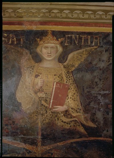 Alegoría del Buen Gobierno, detalle de la Sabiduría, 1338-40 de Ambrogio Lorenzetti