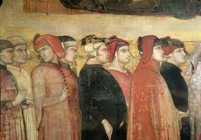 Alegoría del Buen Gobierno, detalle de ocho consejeros de Ambrogio Lorenzetti