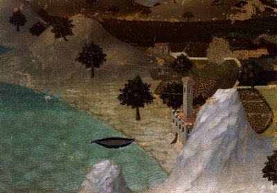 Castillo en la orilla del lago de Ambrogio Lorenzetti