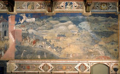 Efectos del buen gobierno en el campo Ciclo de frescos La alegoría del buen y mal gobierno, 1338-1339 de Ambrogio Lorenzetti