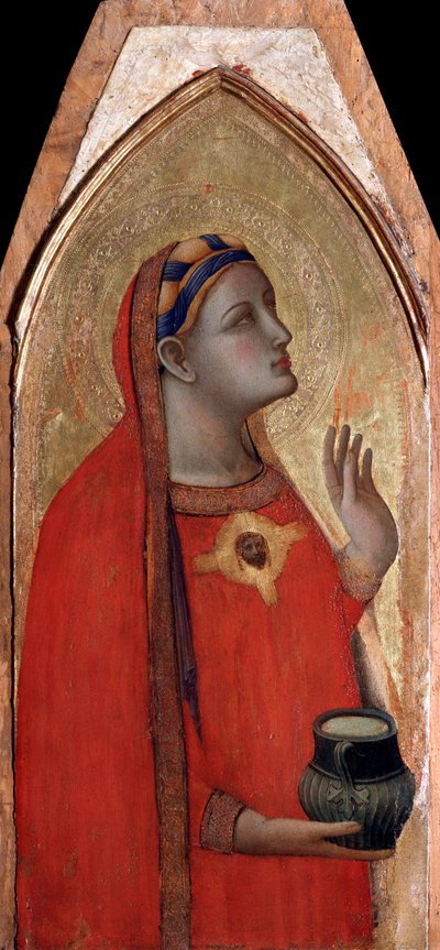 María Magdalena (panel izquierdo del políptico Virgen y Niño) de Ambrogio Lorenzetti