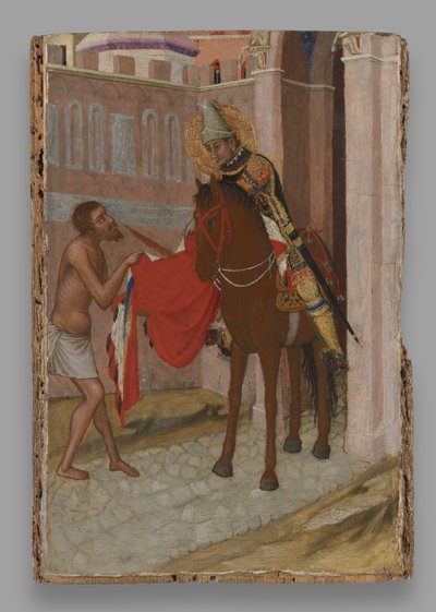 San Martín de Tours repartiendo su manto con un mendigo de Ambrogio Lorenzetti