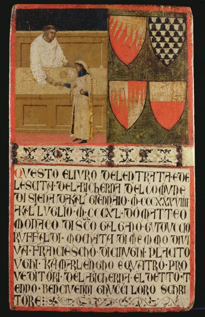 Recaudador de impuestos con contribuyente, 1340 de Ambrogio Lorenzetti