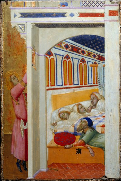 La caridad de San Nicolás de Bari (o San Nicolás de Myra, 270-345) de Ambrogio Lorenzetti