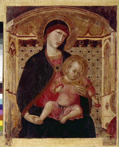 La Virgen y el Niño - Parte central del tríptico de la Virgen con San Pedro y San Pablo de Ambrogio Lorenzetti