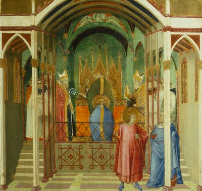 La consagración de San Nicolás como obispo de Mira (detalle) de Ambrogio Lorenzetti